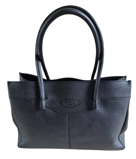 Tod's Black Pebbled Calf Mocassino Bag