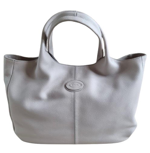 Tod's Stone Pebbled Leather Medium Shopper Bag