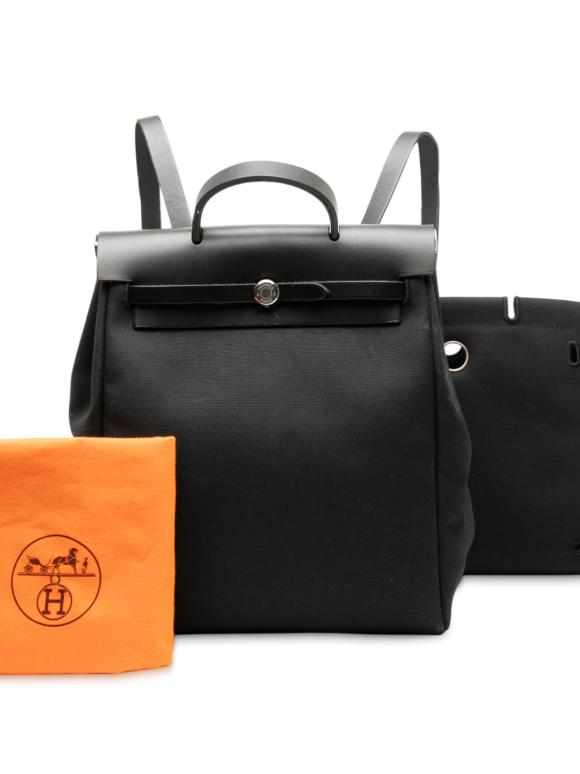 Hermes Black Toile Herbag GM Backpack