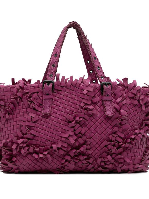 Bottega Veneta Purple Nappa Intrecciato Patchwork Lido Fringe Tote