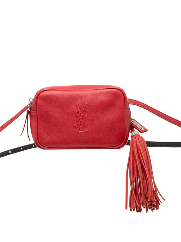 Saint Laurent Red Leather Monogram Lou Belt Bag
