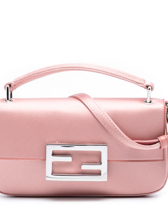 Fendi Pink Satin Baguette Phone Pouch Satchel