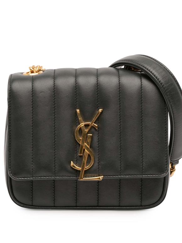 Saint Laurent Black Small Lambskin Monogram Vicky Chain Bag