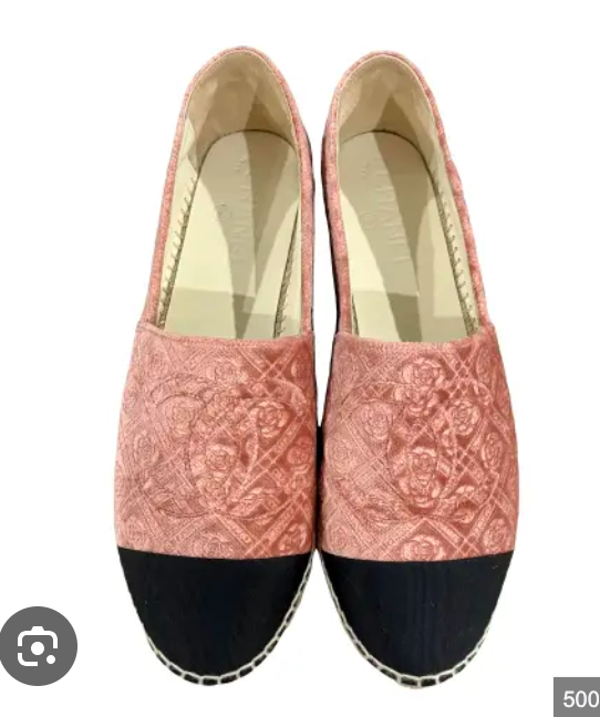 Chanel Pink Velvet Espadrilles