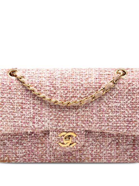 Chanel Pink Medium Classic Tweed Double Flap