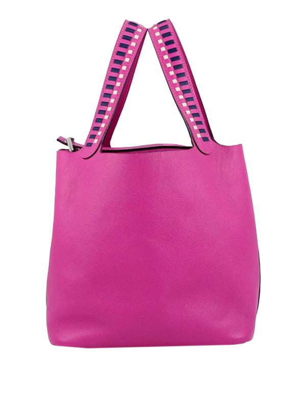 Hermes Magnolia, Craie and Blue Saphir Epsom Tressage Picotin Lock 22