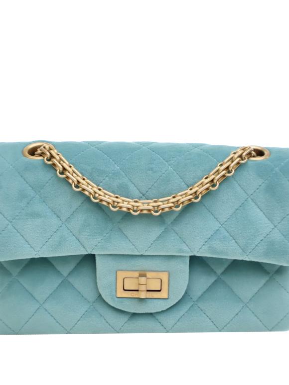 Chanel Blue Quilted Velvet Reissue 2.55 Single Flap 224