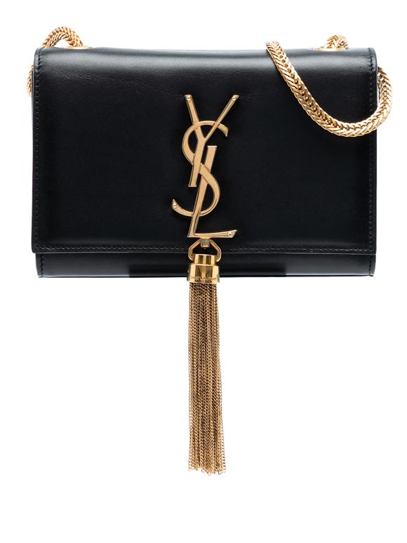 Saint Laurent Black Small Leather Monogram Kate Tassel Crossbody