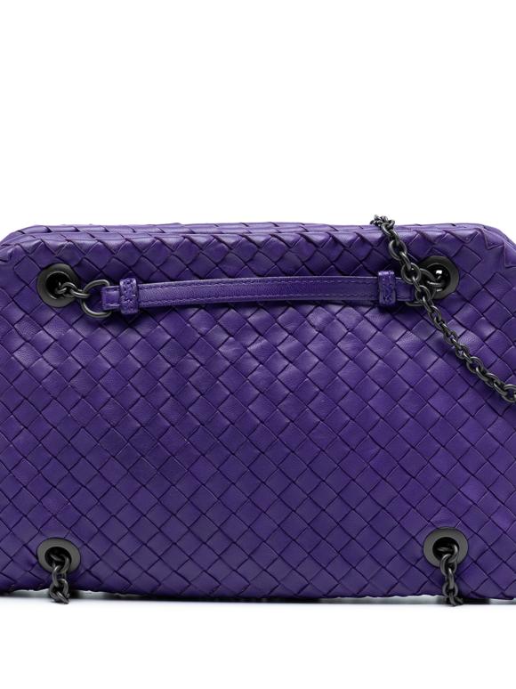 Bottega Veneta Purple Nappa Intrecciato Duo Shoulder Bag