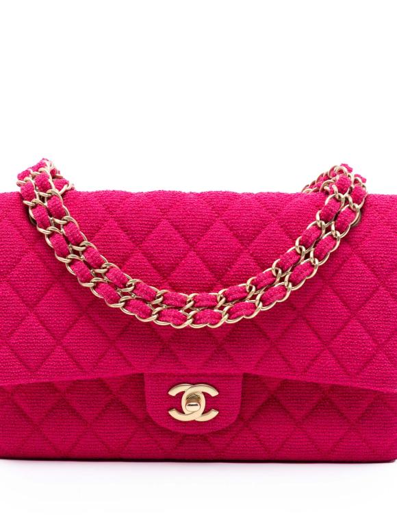 Chanel Pink Medium Classic Jersey Double Flap