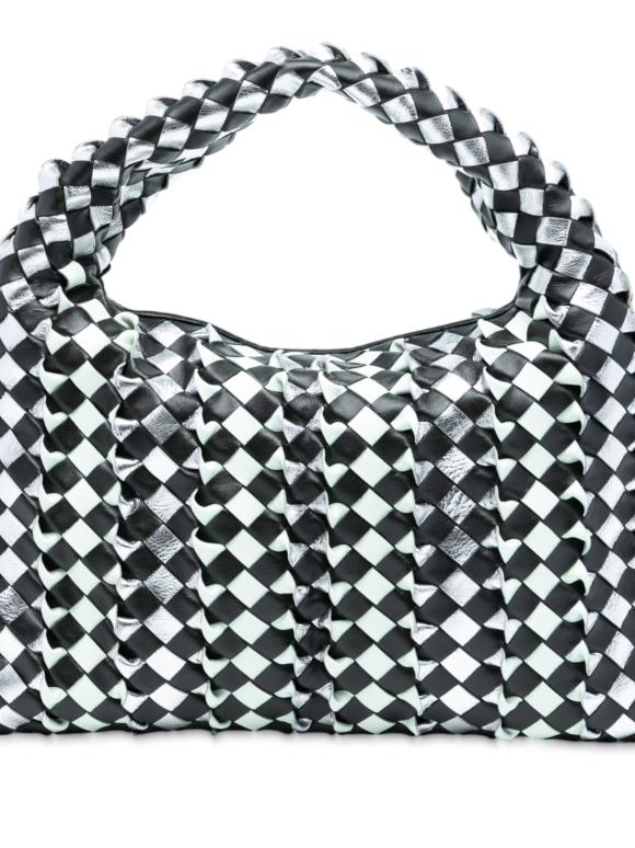 Bottega Veneta  Bicolor Calfskin Intrecciato Small Hop Hobo