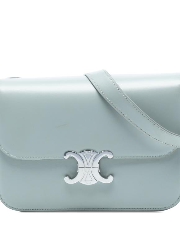 Celine Blue Classique Shiny Calfskin Triomphe CrossbodyCeline