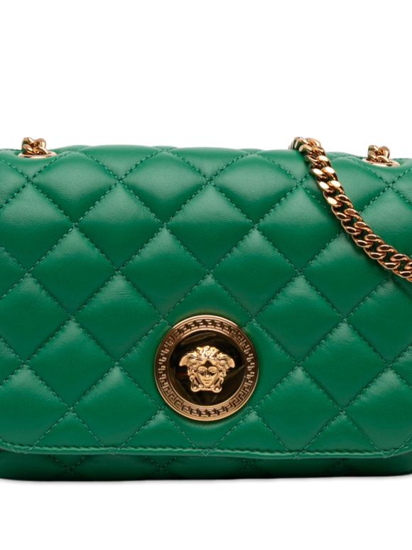Versace Green Small Quilted Nappa Medusa Chain Crossbody