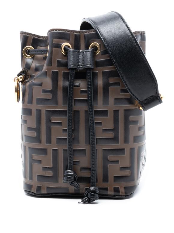Fendi Mini Zucca Embossed Leather Mon Tresor Bucket Bag