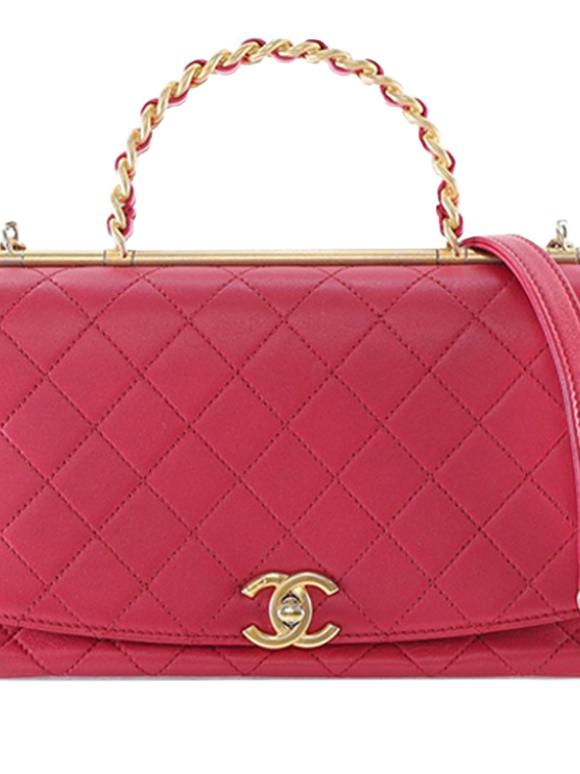 Chanel Red Medium Quilted Lambskin La Parisienne Flap