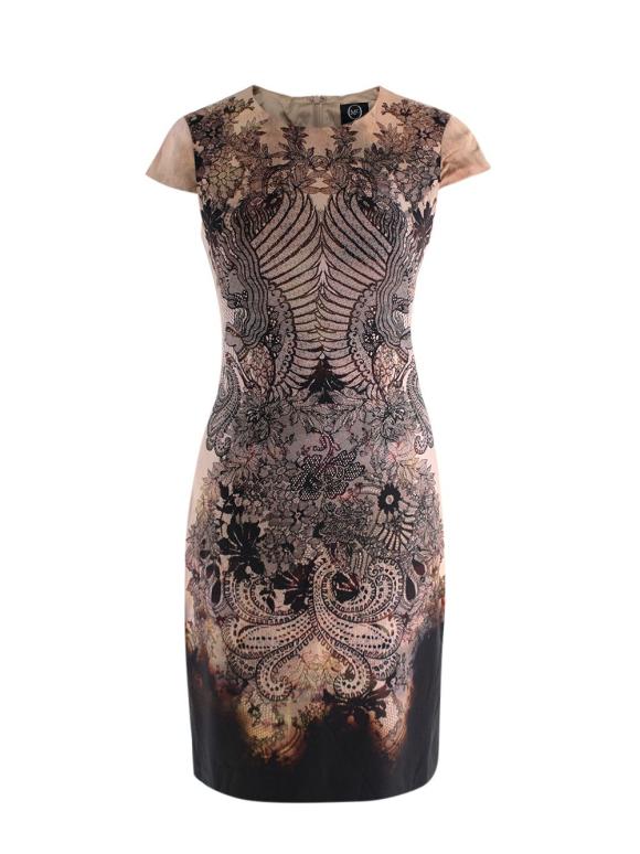 Alexander McQueen MCQ black lace-effect botanical print dress