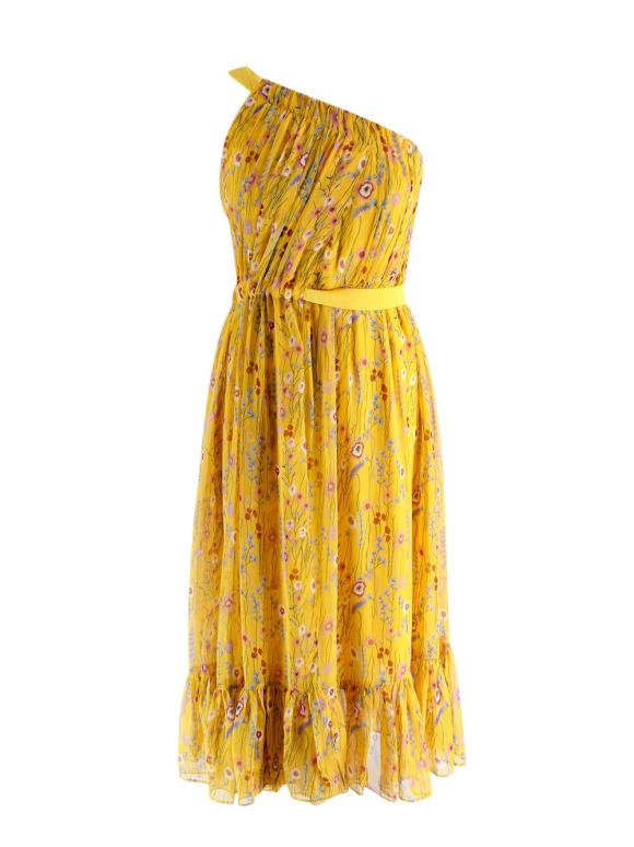 Alexis Pleated One-Shoulder Floral Dress