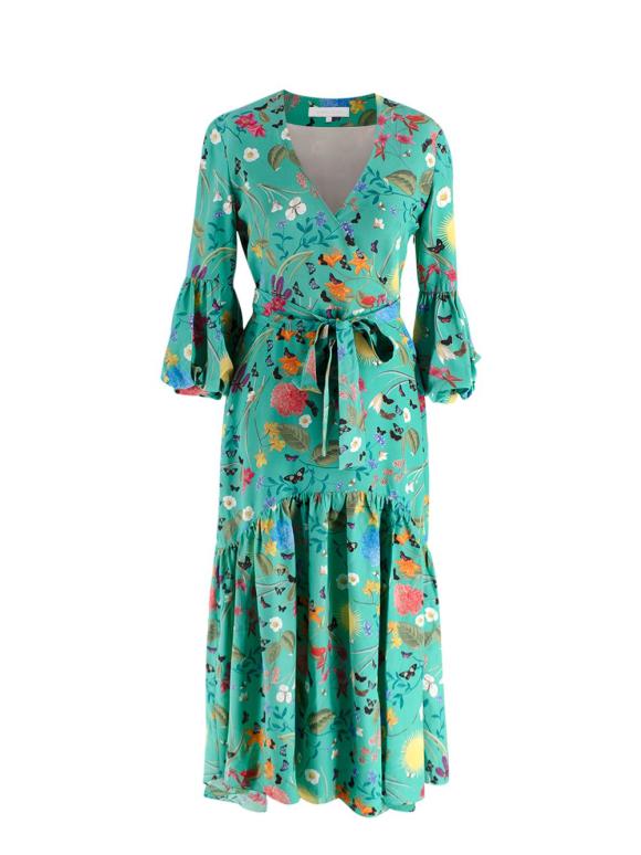Borgo de Nor 100% Silk Floral-Print Midi Dress