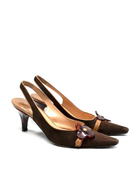 Louis Vuitton  Brown Suede Slingback Sandals