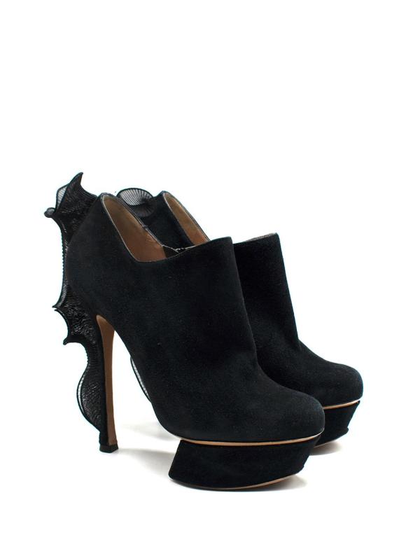 Nicholas Kirkwood black suede platform ankle boot