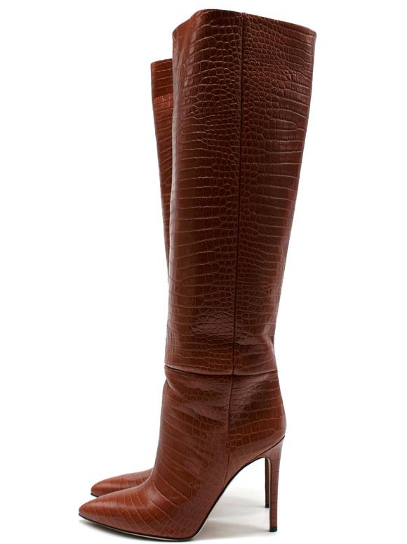 Paris Texas Stiletto 60 Crocodile-effect Leather Knee-high Boots