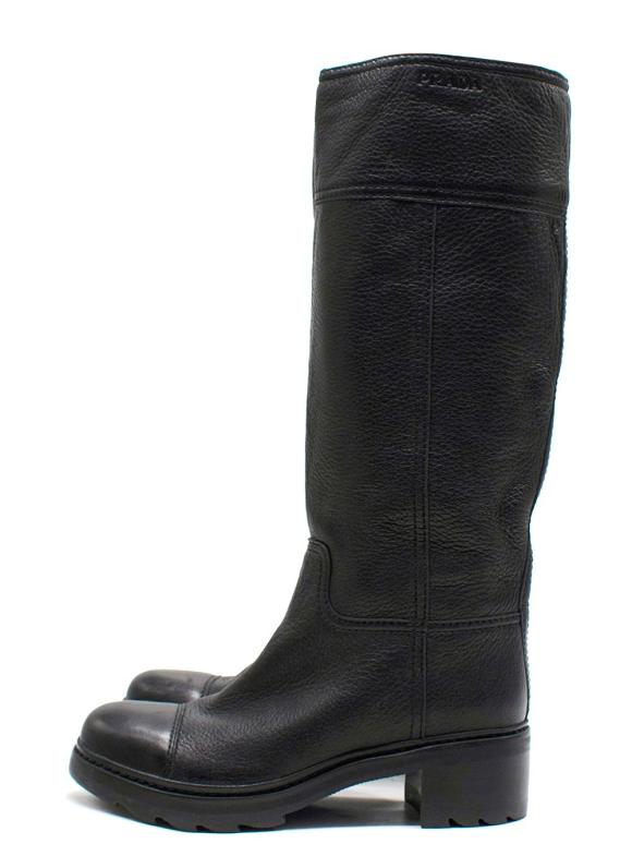 Prada Tall Black Leather Boots