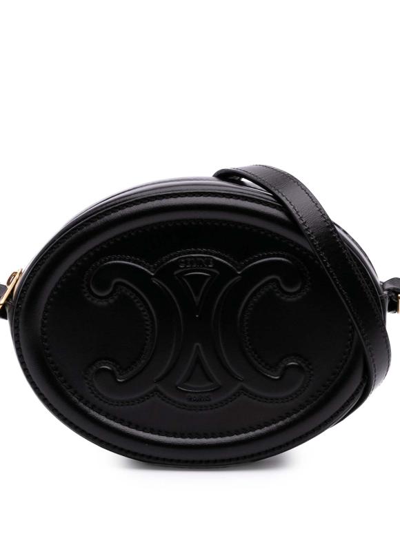 Celine Black Small Calfskin Cuir Triomphe Oval Crossbody