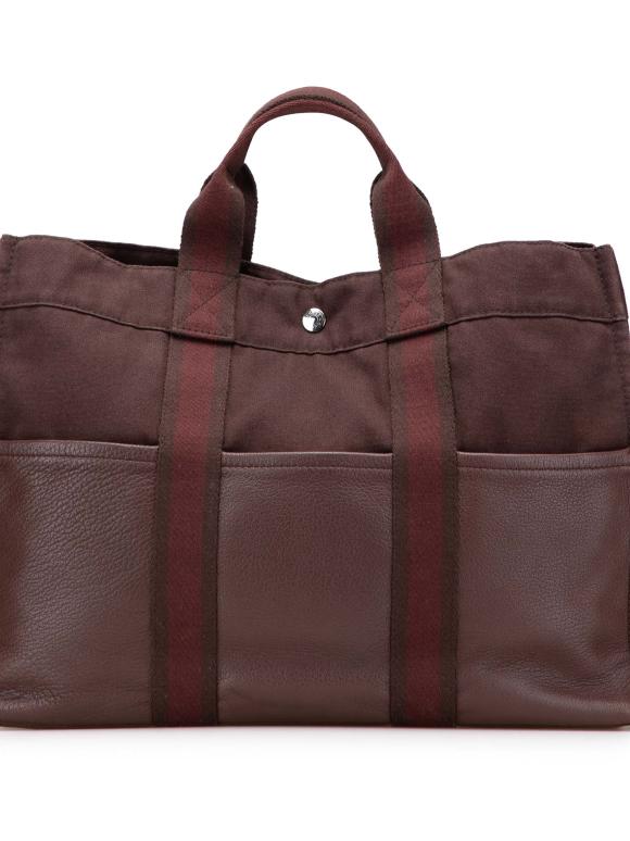 Hermes Brown Canvas and Leather Fourre Tout MM