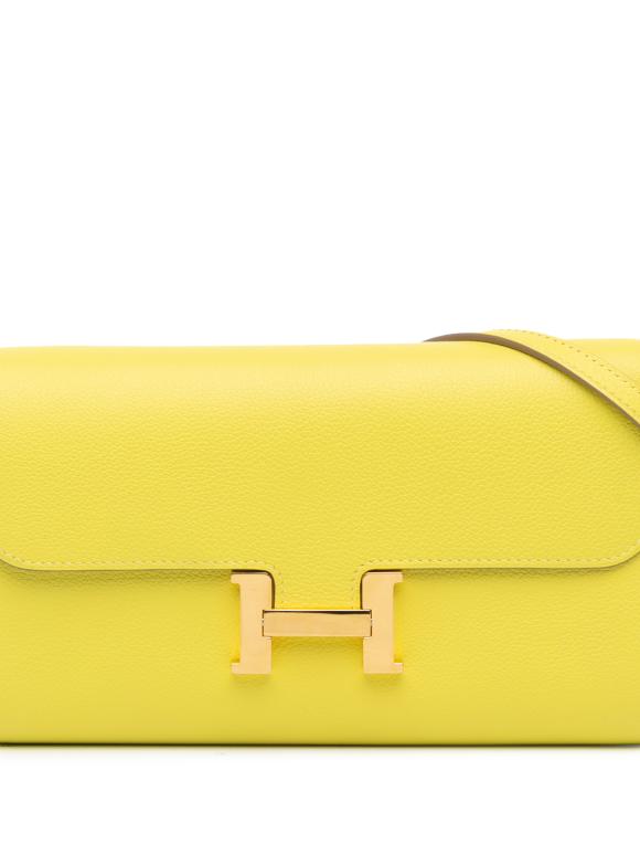 Hermes Lime Evercolor Constance Wallet To Go