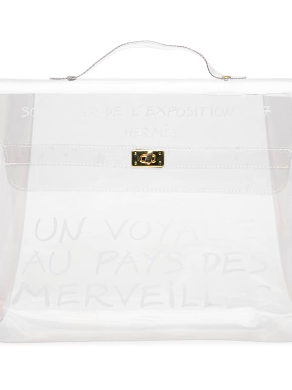 Hermes Transparent Vinyl Souvenir De L Exposition Kelly Handbag
