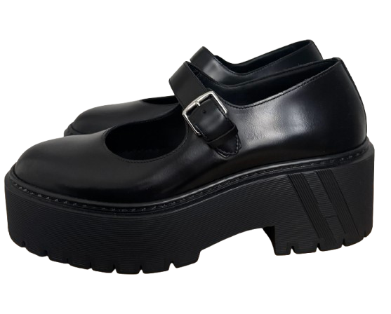 Hermes Black Leather Richelieus Hoxton  Platform Mary Janes