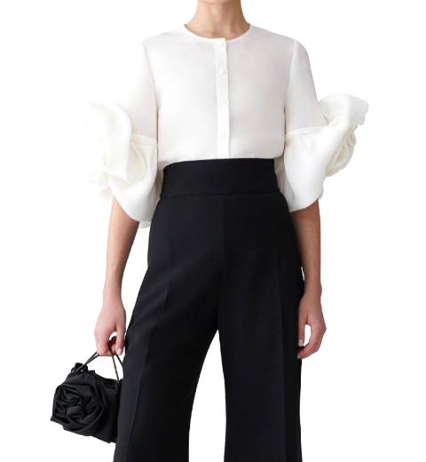 Carolina Herrera Silk Gazar Rosette Blouse