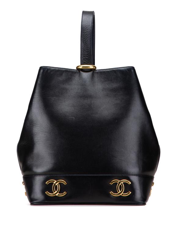 Chanel Black Triple CC Lambskin Bucket Bag