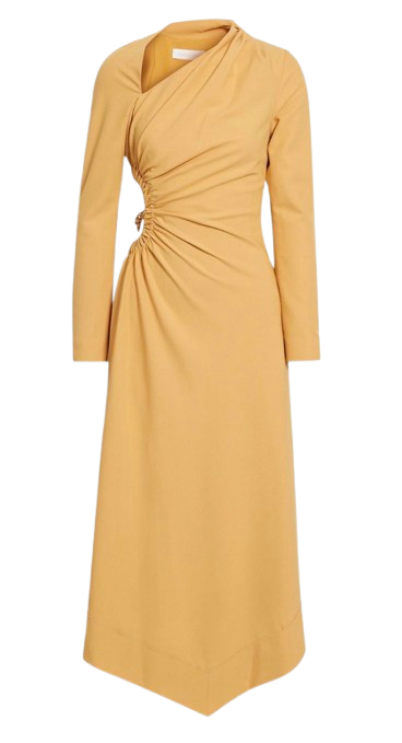 Jonathan Simkhai Yellow Drape Midi Dress