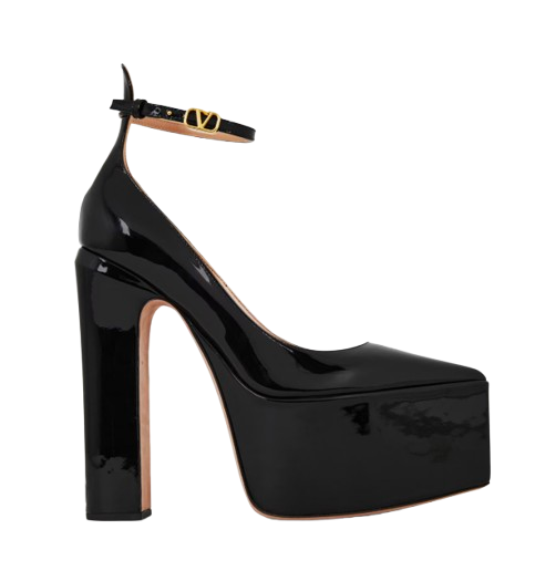 Valentino Black Patent Tan Go Heels