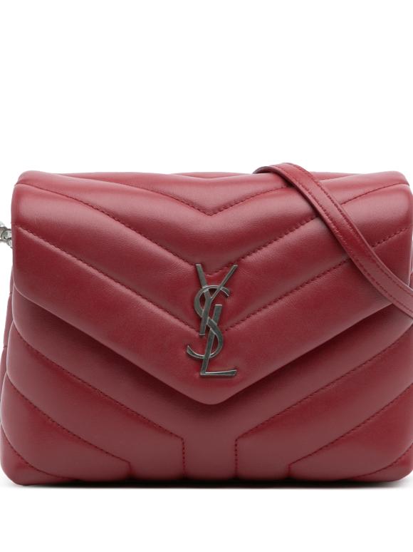 Saint Laurent Dark Red TLoulou oy Matelasse Leather Monogram Crossbody