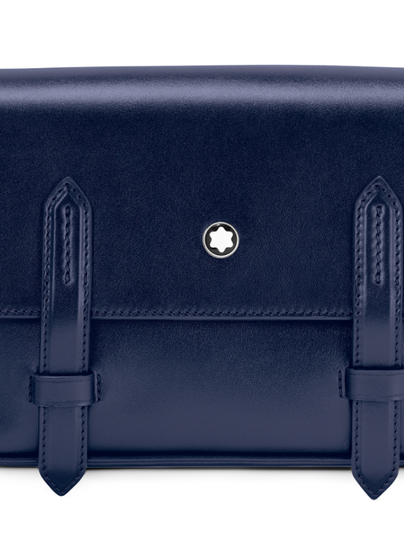 Montblanc Navy Blue Leather Meisterstück Messenger Bag