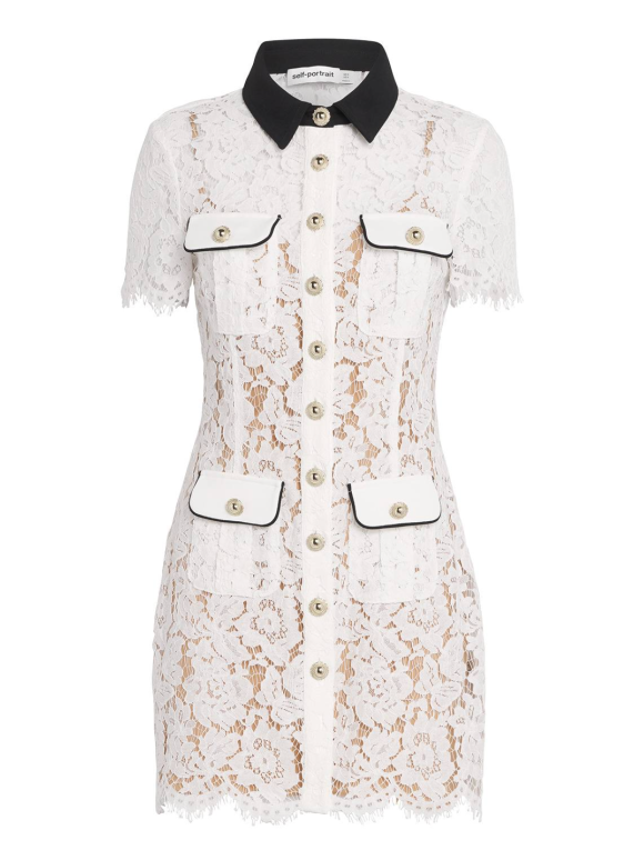 Self Portrait Lace Contrast Collar Mini Dress