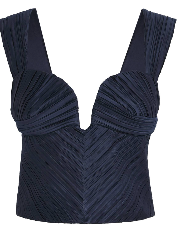 Cult Gaia Pleated Sweetheart-Neck Top