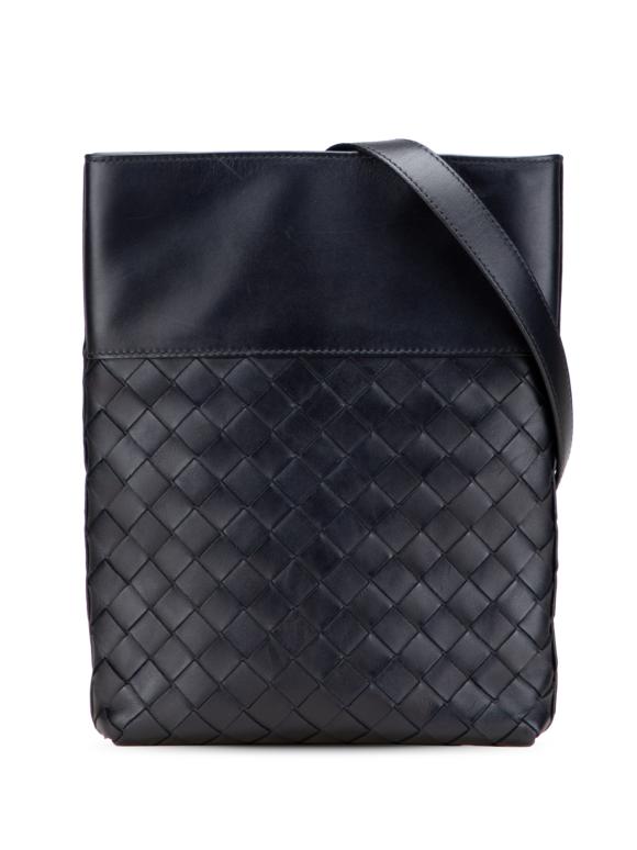 Bottega Veneta Black Nappa Intrecciato Messenger Bag