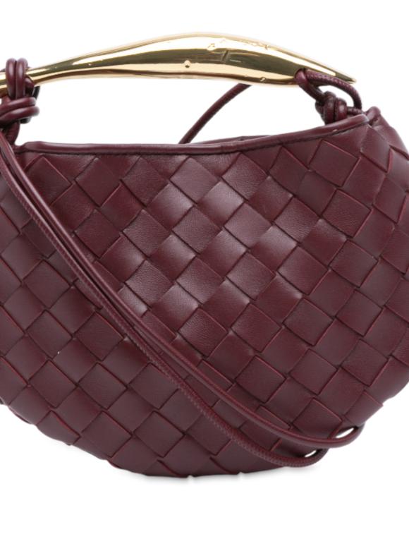 Bottega Veneta Burgundy Baby Lambskin Intrecciato Sardine Satchel