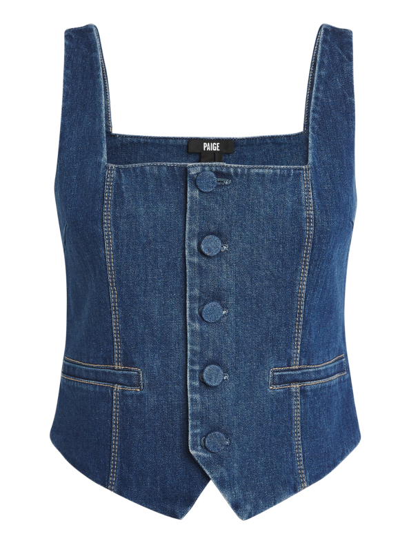 Paige Irene Shoulder-Straps Stretch-Denim Top