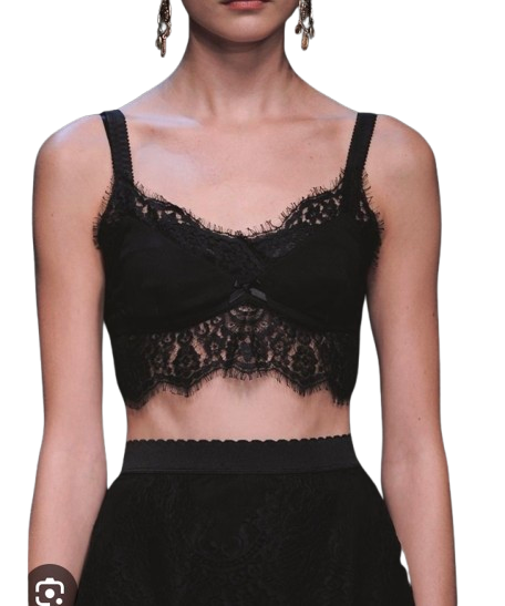 Dolce & Gabbana Sicily Black LACE Satin Top