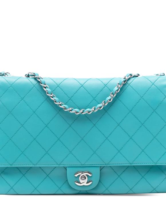 Chanel Blue  Quilted Calfskin Double Flap