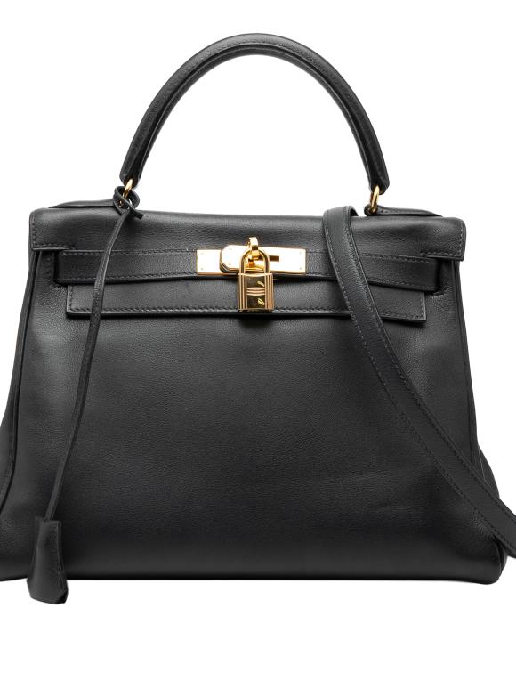 Hermes Black Togo Kelly II Retourne 28