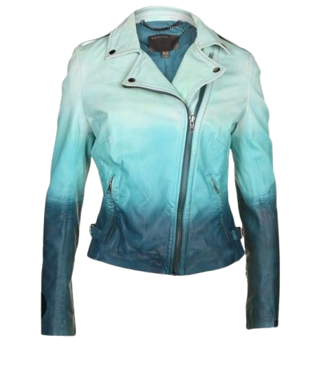 Muubaa Blue Ombre Leather Biker Jacket