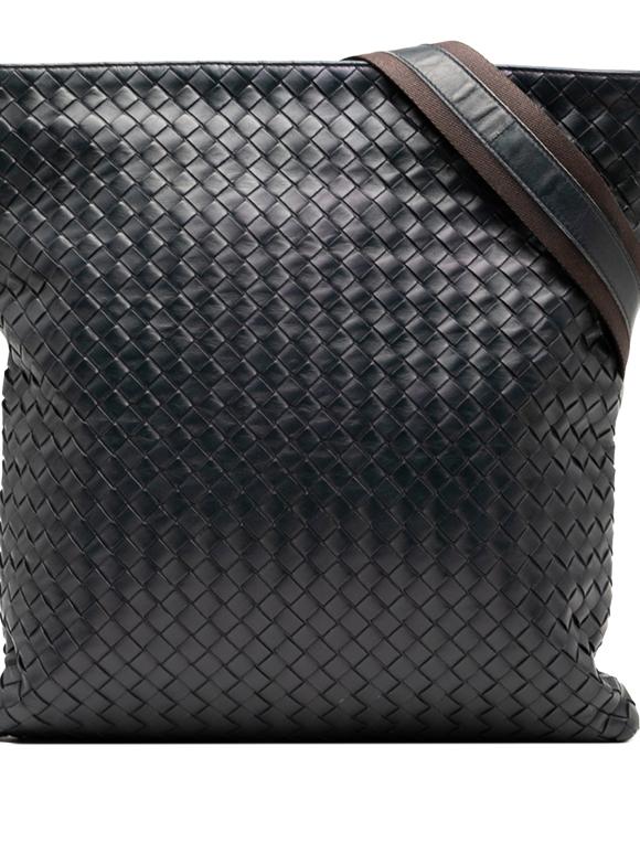 Bottega Veneta Blue Leather Intrecciato Crossbody