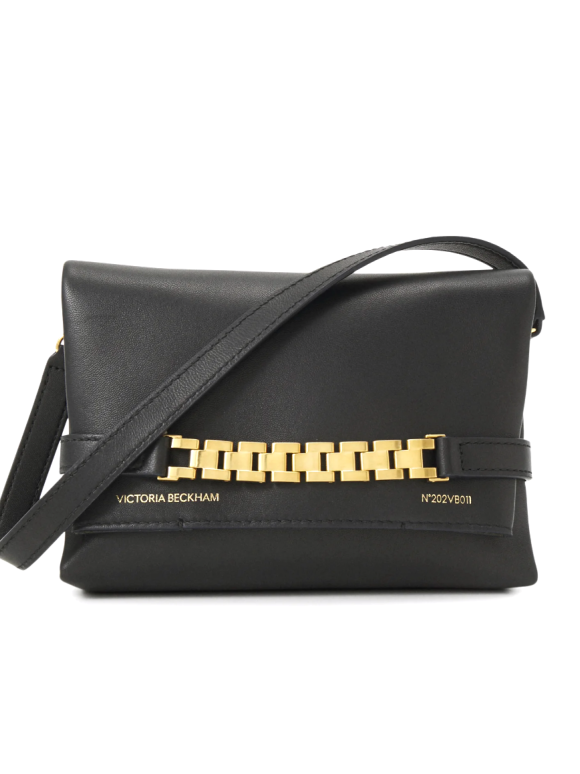 Victoria Beckham Black Mini Leather Chain Pouch