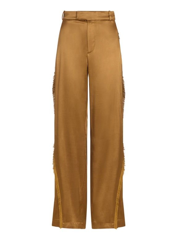 Aeron Gold Satin Straight-Leg Fjord Trousers
