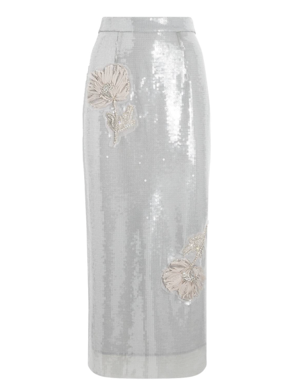 ask Condition forst Huishan Zhang Sequin Floral Oakley Pencil Skirt